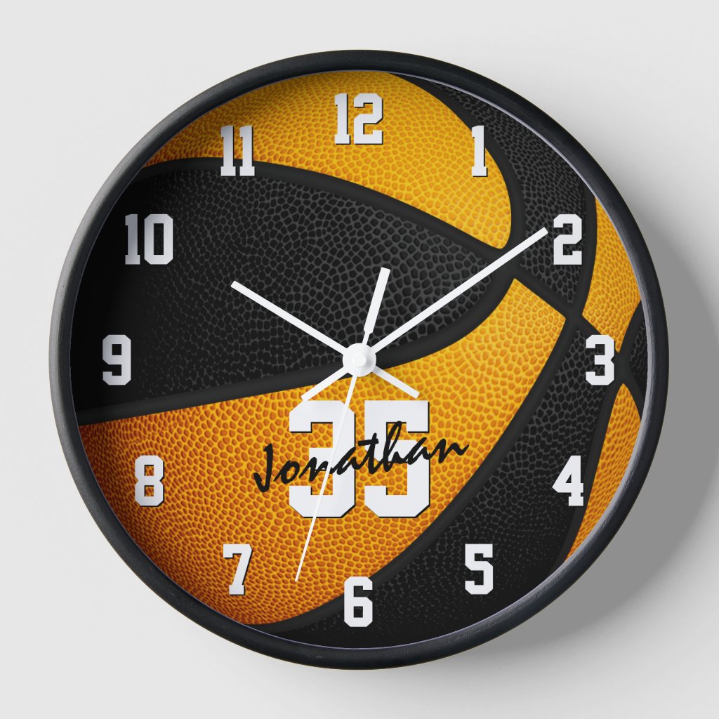 ck orange boys girls basketball personalized wall clock