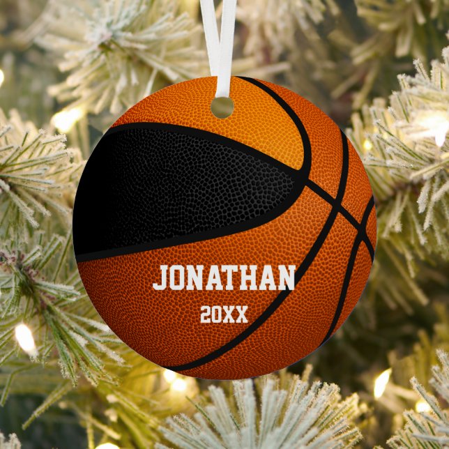 black orange boys girls keepsake basketball metal ornament (Insitu)