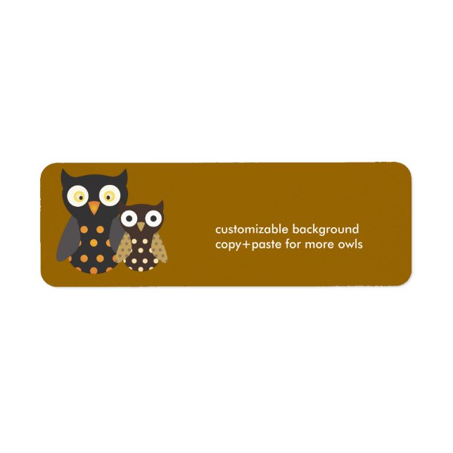 Black+Orange/Brown Owls, customizable background Label (Front)