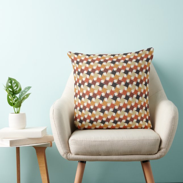 BLACK ORANGE BROWN TEAL FALL PATTERNS THROW PILLOW (Chair)