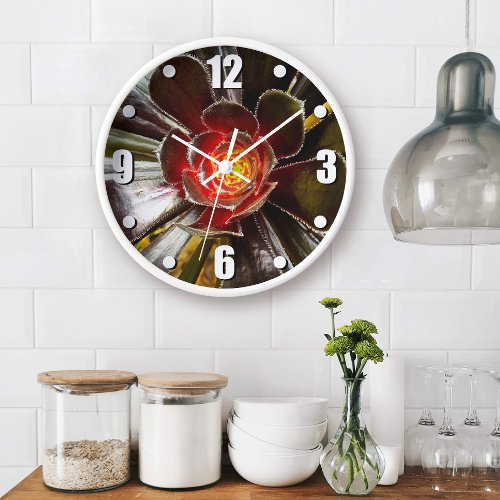 Black orange cactus bold succulent photo modern clock