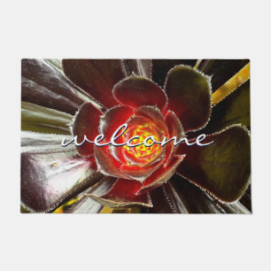 Black Orange Cactus Succulent Photo Welcome Bold Doormat