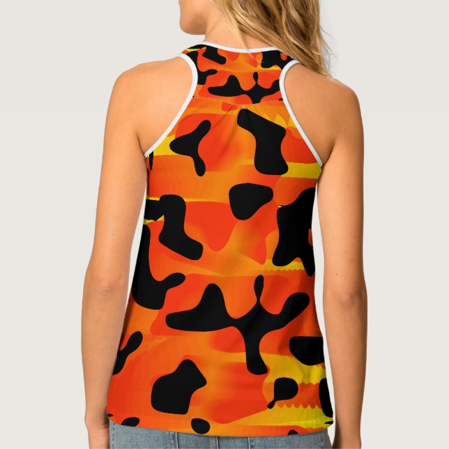 Black & Orange Camo Chic Tank Top (Back)