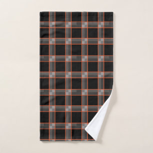 Black Orange Check Hand Towel