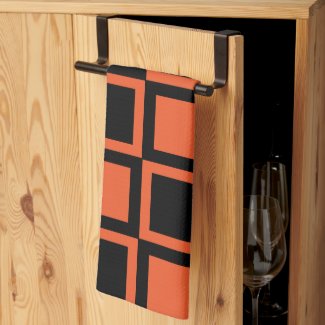 Black Orange Checkered Square Pattern