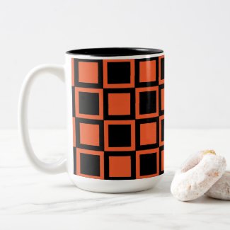 Black Orange Checkered Square Pattern
