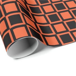 Black Orange Checkered Square Pattern