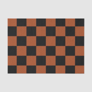 Black & Orange Checkered Squares Buffalo Plaid Tissue Paper