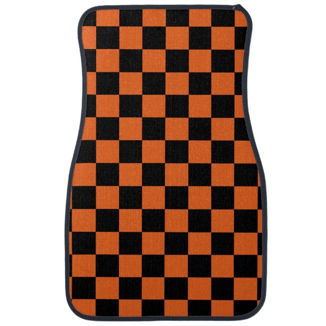 Black orange checkers car mat (Front)