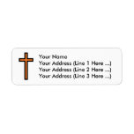 [ Thumbnail: Black/Orange-Colored Christian Cross Label ]