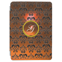 BLACK ORANGE  DAMASK GEMSTONE MONOGRAM iPad AIR COVER