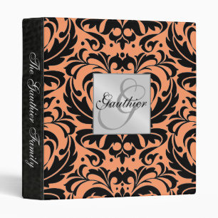 Black & Orange Damask Scroll Family Album Binder