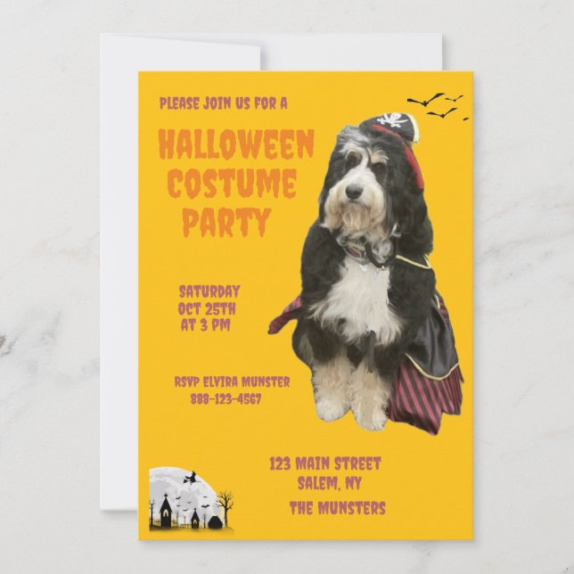  Black & Orange Dog in Pirate Costume Party Invitation (Front)