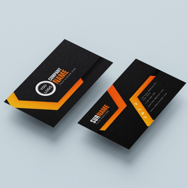 Black Orange Elegant Modern Business Card (Creator Uploaded)
