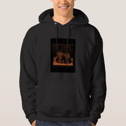Black Orange Futuristic Peace Hoodie Sweatshirt