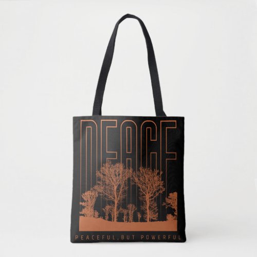 Black Orange Futuristic Peace Shoulder Tote Bag