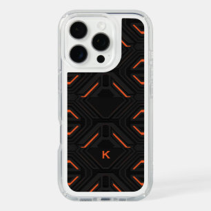Black & orange gaming background geometric design iPhone 16 pro case