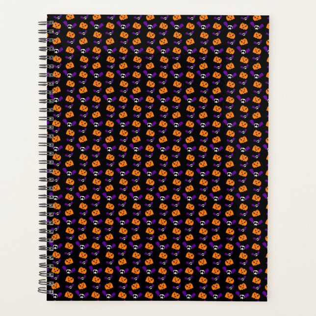 Black Orange Ghost Pumpkin Halloween  Planner (Front)