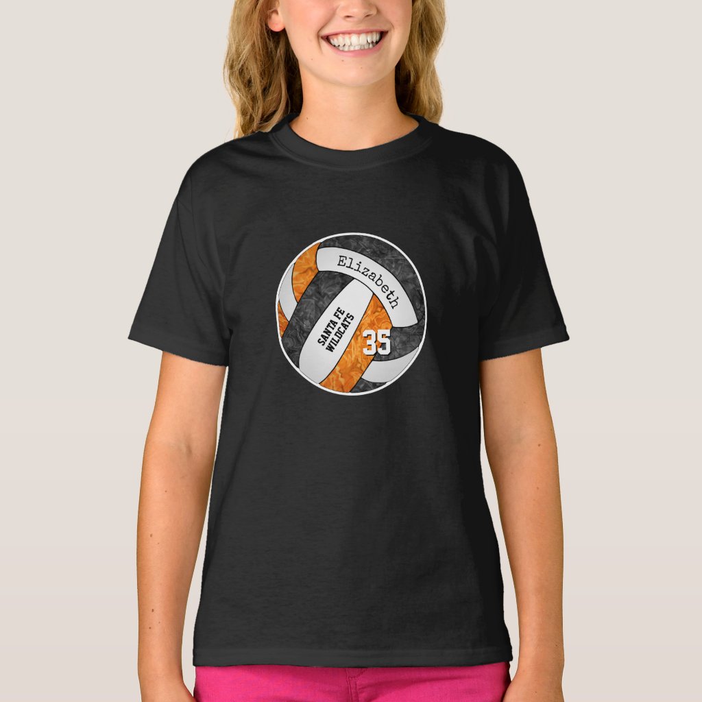 black orange girl's volleyball team spirit T-Shirt