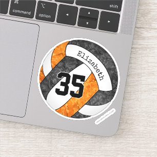 black orange girls volleyball w player name number sticker