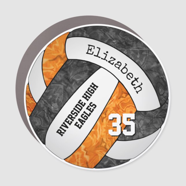black orange girly volleyball locker or  car magnet (Front)