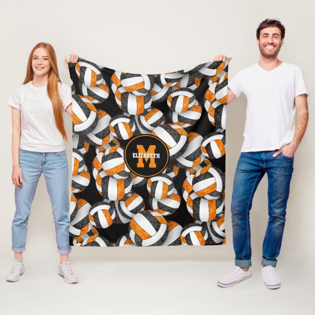 black orange girly volleyball team colors fleece blanket (In Situ)