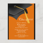 Black Orange Grad Cap Graduation Party Invitation at Zazzle
