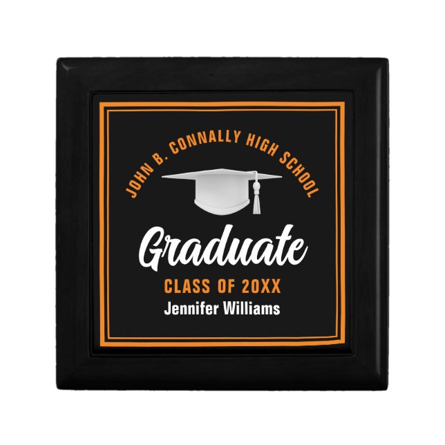 Black Orange Graduate Custom 2025 Graduation Party Gift Box (Front)