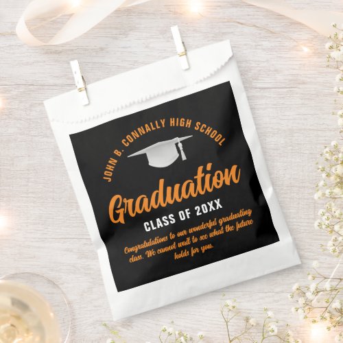 Black Orange Graduate Custom Graduation Party Favor Bag