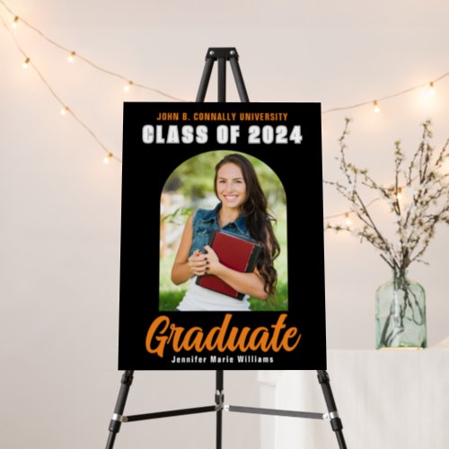 Black Orange Graduate Photo 2024 Graduation Party Foam Board