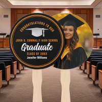 Black Orange Graduate Photo Graduation Party