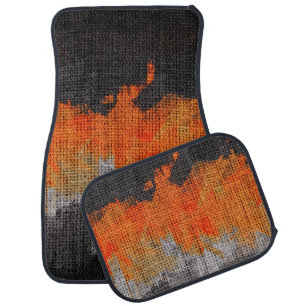 Black Orange Gray Abstract Painting Car Floor Mat