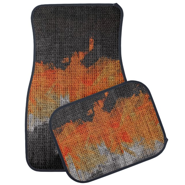 Black Orange Gray Abstract Painting Car Floor Mat (Set)