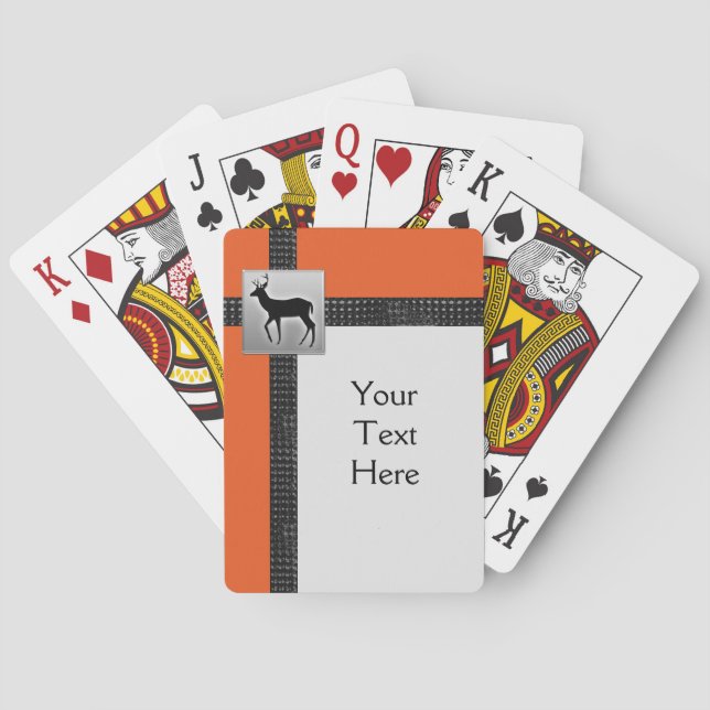 Black, Orange, Gray Playing Cards with a Deer (Back)