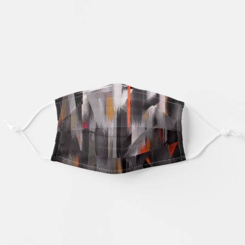 Black Orange Gray White Abstract Painting Adult Cloth Face Mask