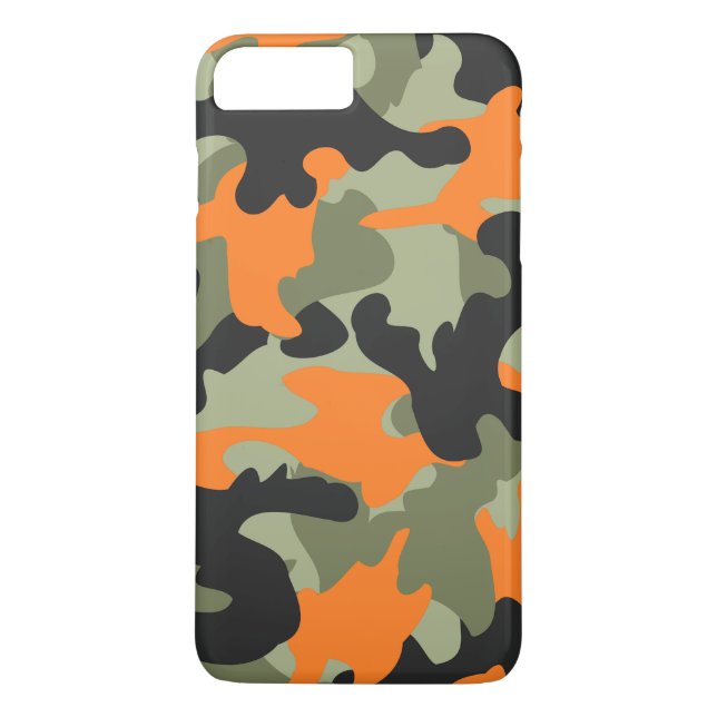 Black Orange Green Camo Camouflage Pattern Slim Case-Mate iPhone Case (Back)