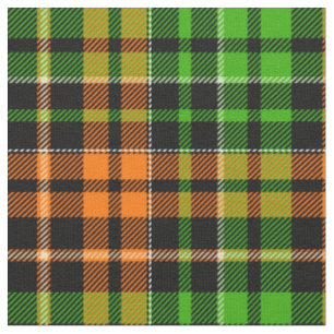Black Orange Green Plaid Tartan Design  Fabric