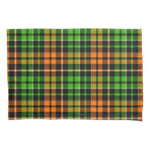 Black Orange Green Plaid Tartan Design Pillow Case
