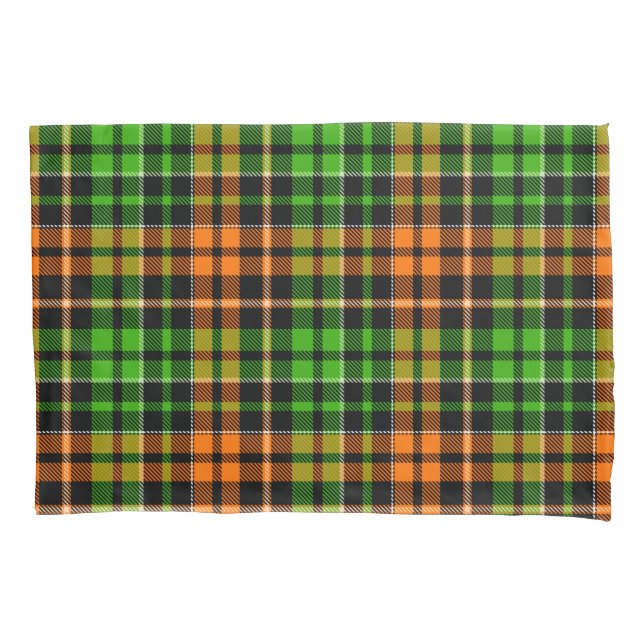 Black Orange Green Plaid Tartan Design  Pillow Case (Front)