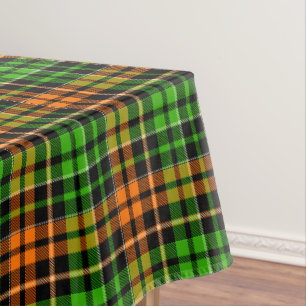 Black Orange Green Plaid Tartan Design Tablecloth