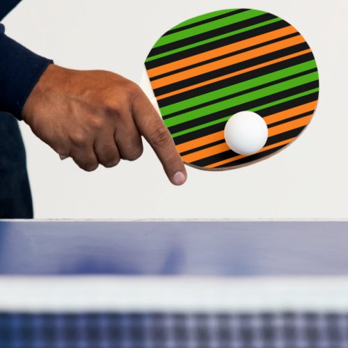 Black Orange Green Vertical Stripes Design   Ping Pong Paddle