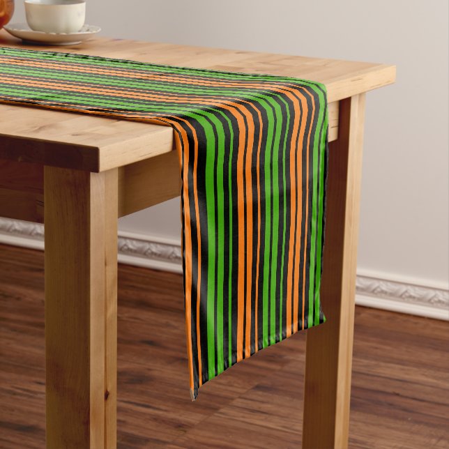 Black Orange Green Vertical Stripes Design   Short Table Runner (In Situ)