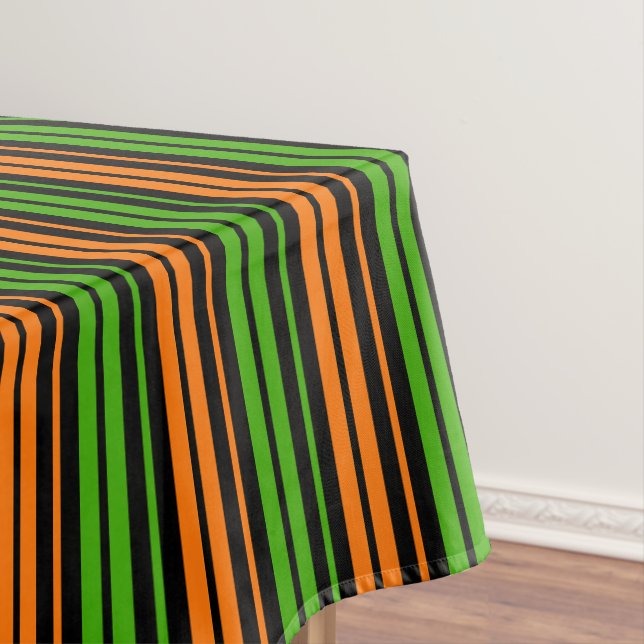 Black Orange Green Vertical Stripes Design   Tablecloth (In Situ)
