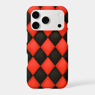 Black Orange Halloween Diamonds Pattern iPhone 17 Pro Case