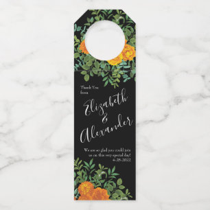 Black & Orange Halloween Gothic Wedding Collection Bottle Hanger Tag