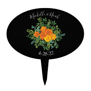 Black & Orange Halloween Gothic Wedding Collection Cake Topper