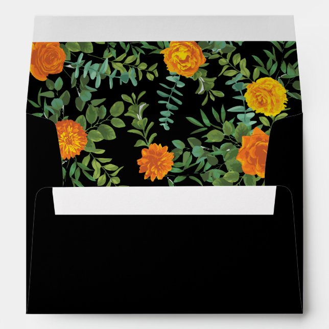 Black & Orange Halloween Gothic Wedding Collection Envelope (Back (Bottom))