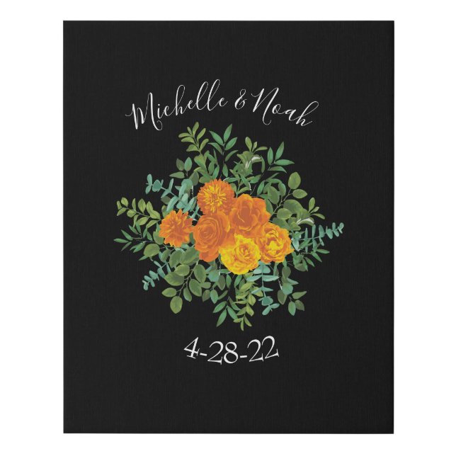 Black & Orange Halloween Gothic Wedding Collection Faux Canvas Print (Front)