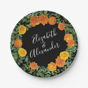 Black & Orange Halloween Gothic Wedding Collection Paper Plates