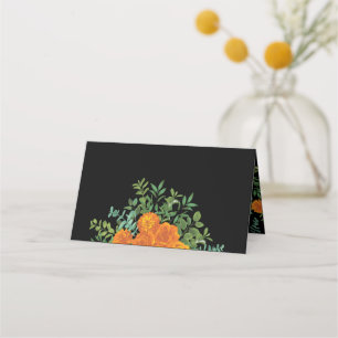 Black & Orange Halloween Gothic Wedding Collection Place Card